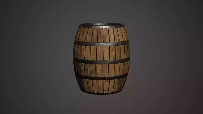 Medieval Barrel Low Poly Game Ready