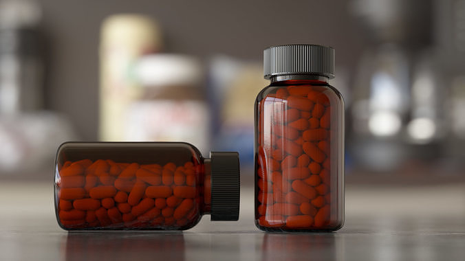 Pills-Capsules bottle - Standing and laying versions 3D model