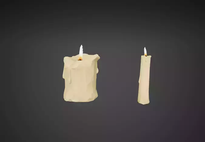 Old Candles Low Poly Game Ready