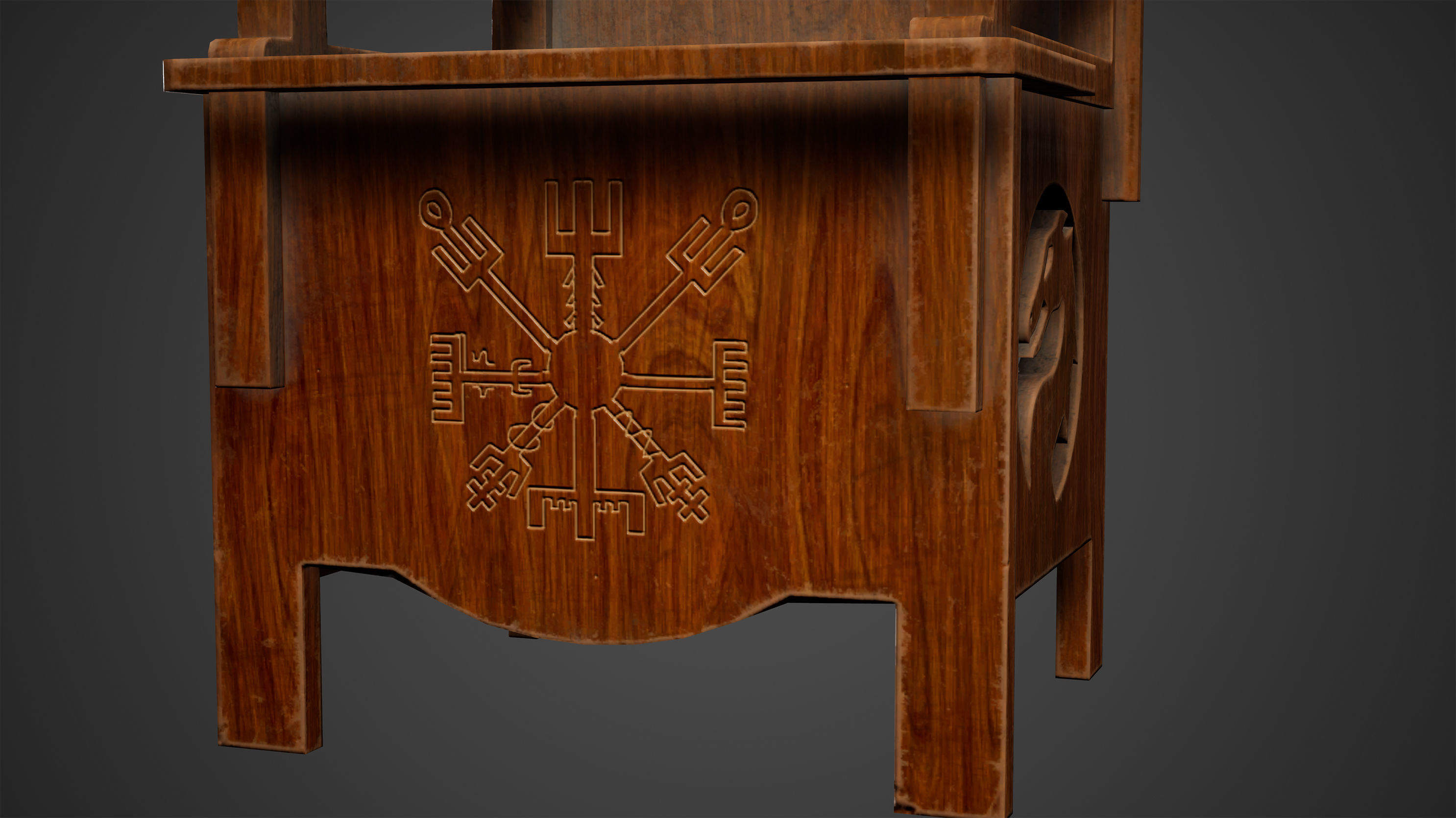 Medieval Chair Low Poly Game Ready Low-poly 3D model_3