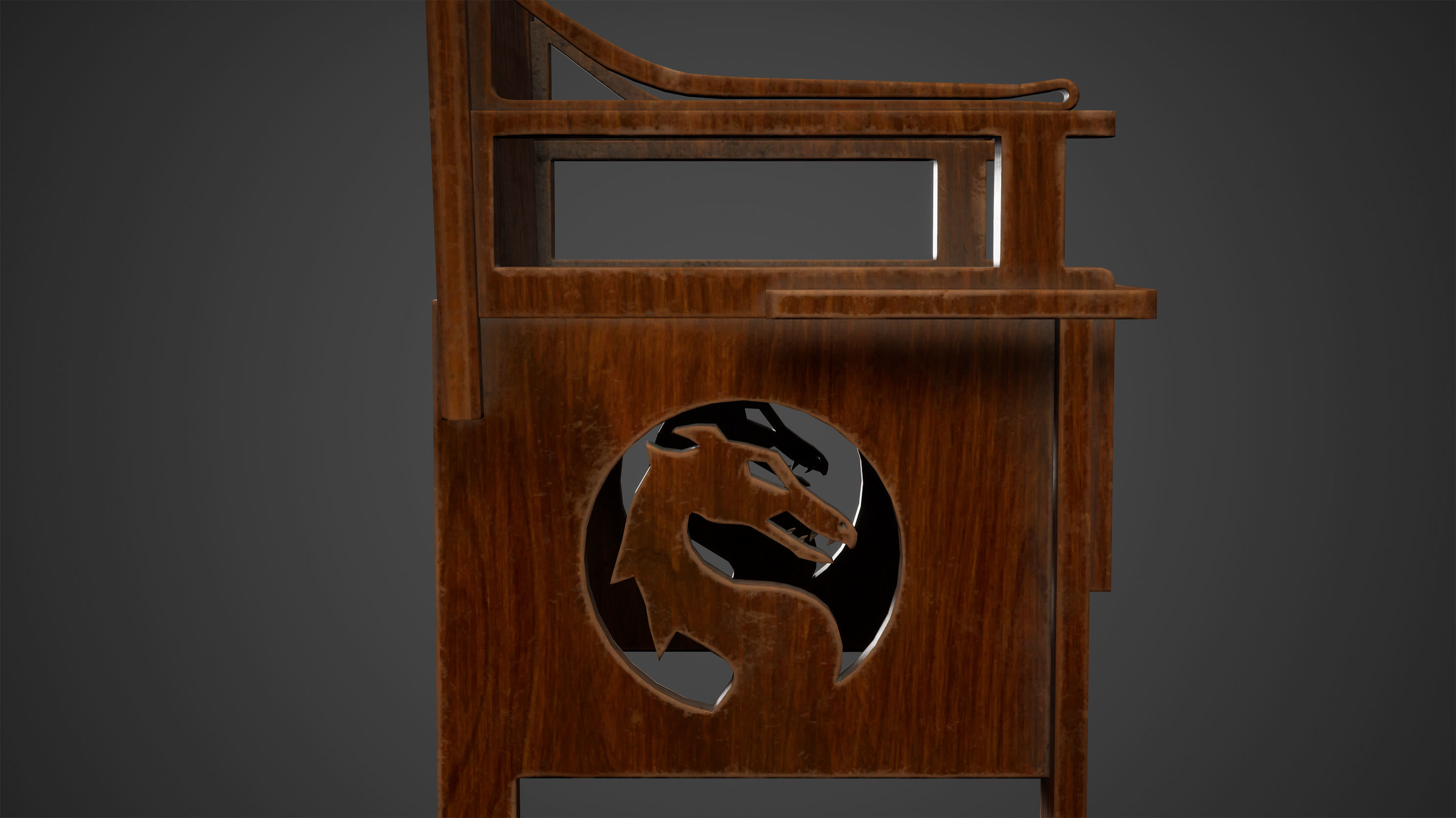 Medieval Chair Low Poly Game Ready Low-poly 3D model_1