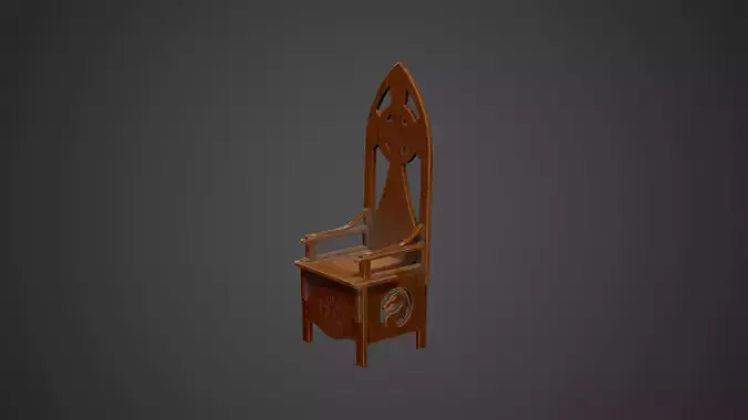 Medieval Chair Low Poly Game Ready