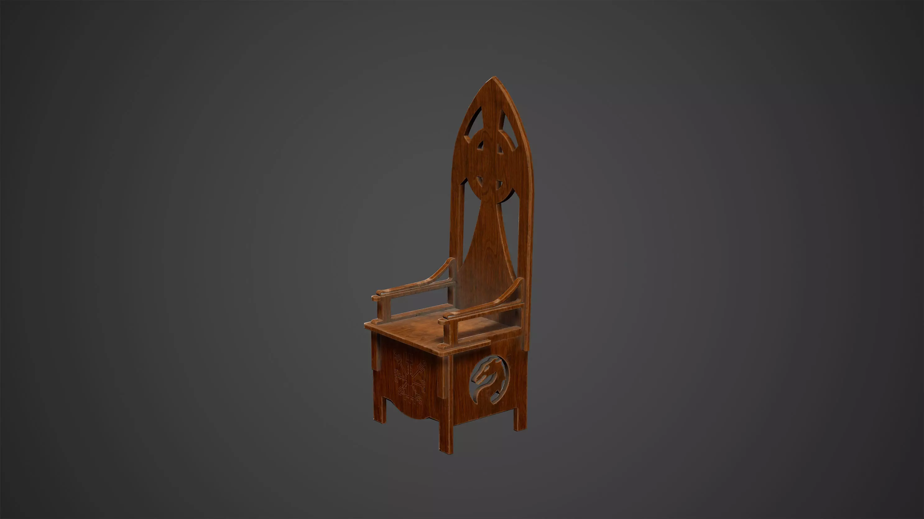 Medieval Chair Low Poly Game Ready Low-poly 3D model_0