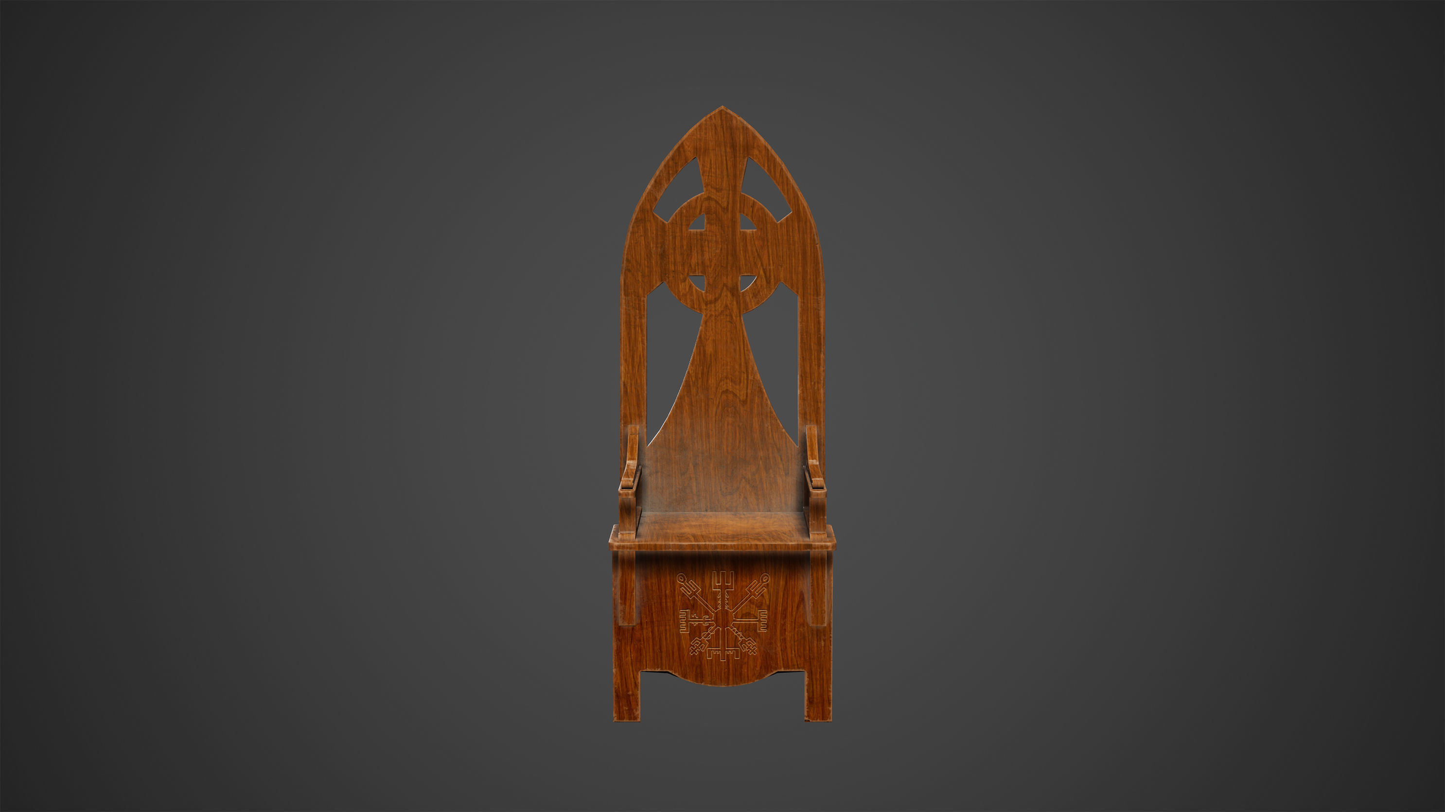 Medieval Chair Low Poly Game Ready Low-poly 3D model_4