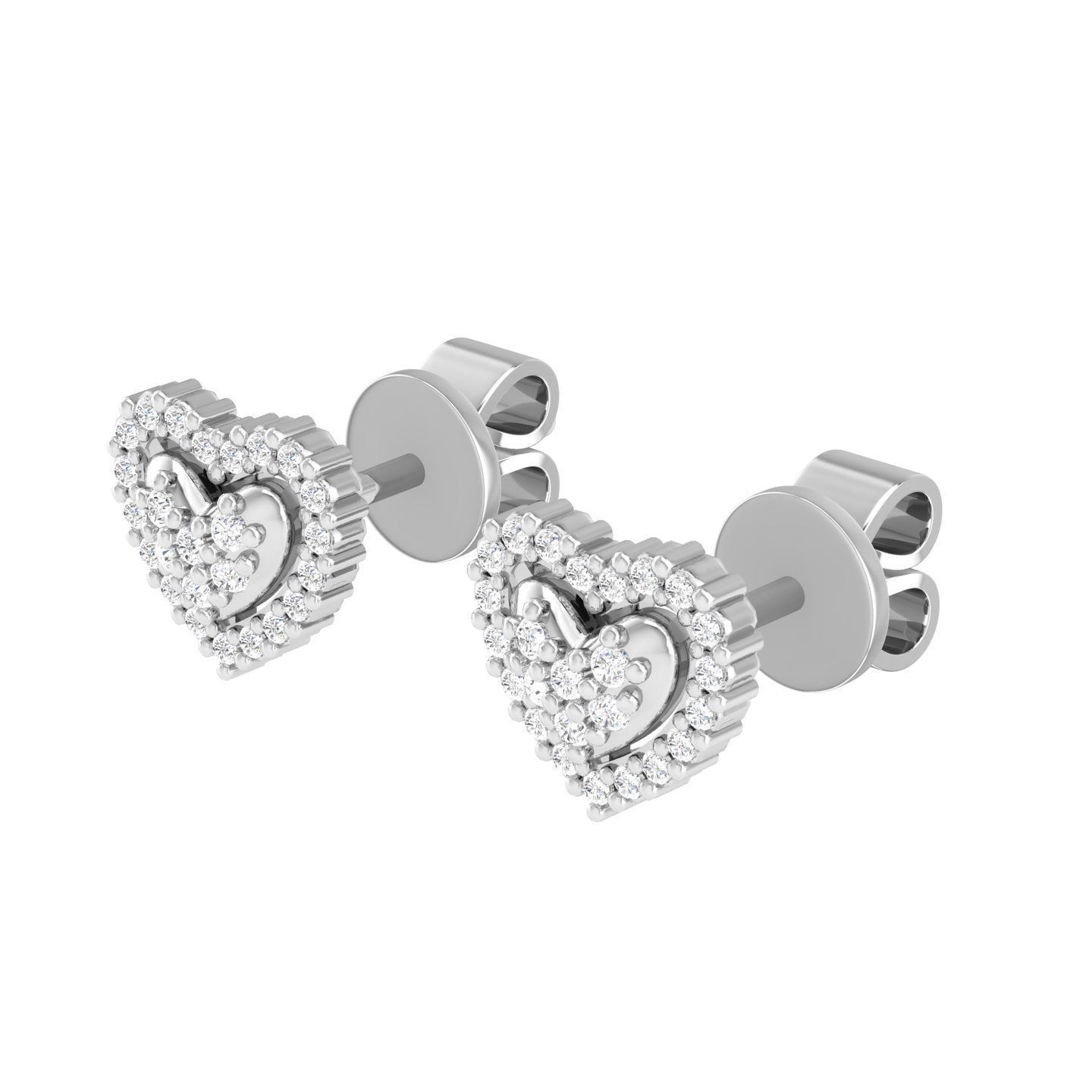 Women Heart Earrings 3dm stl render detail 3D print model_5