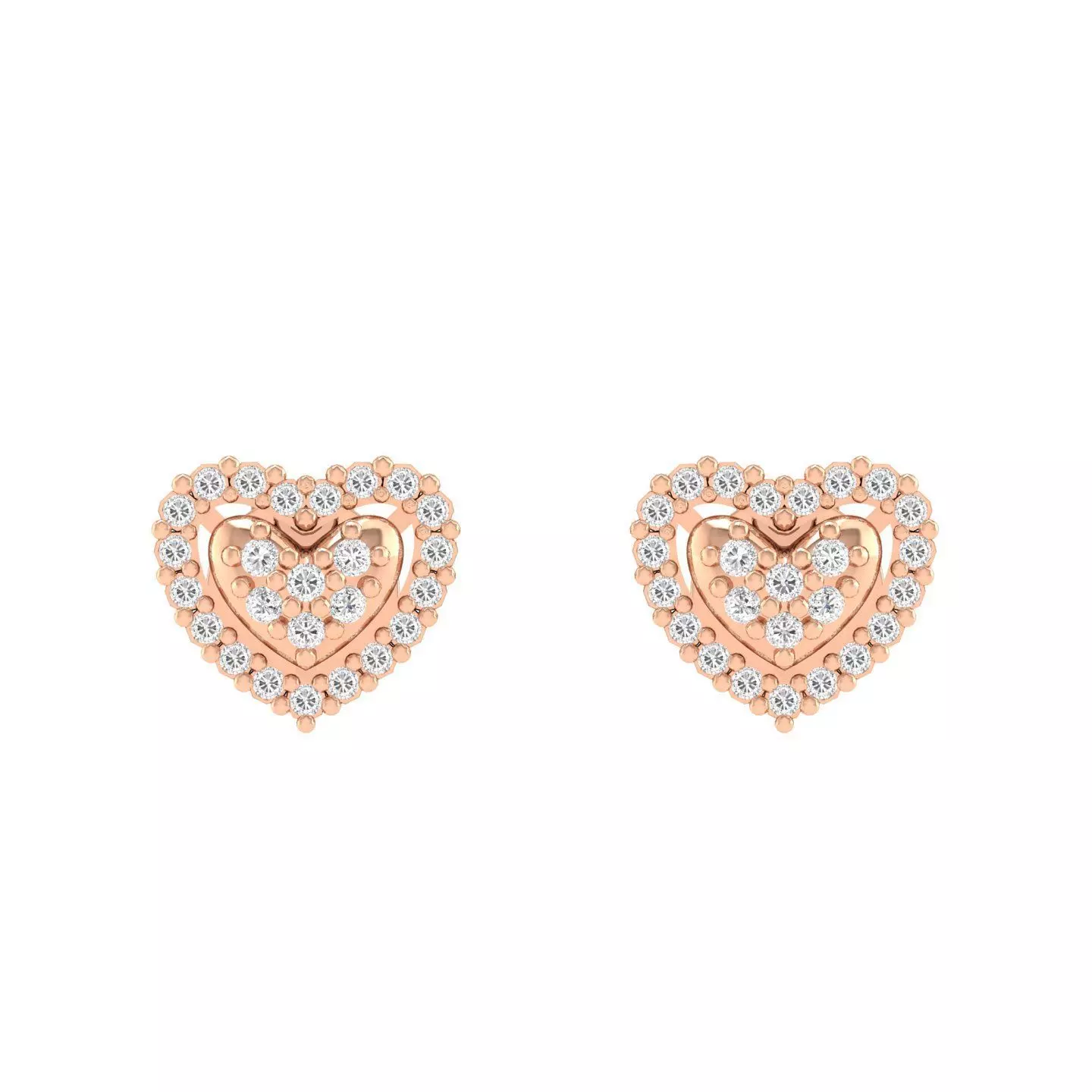 Women Heart Earrings 3dm stl render detail 3D print model_0