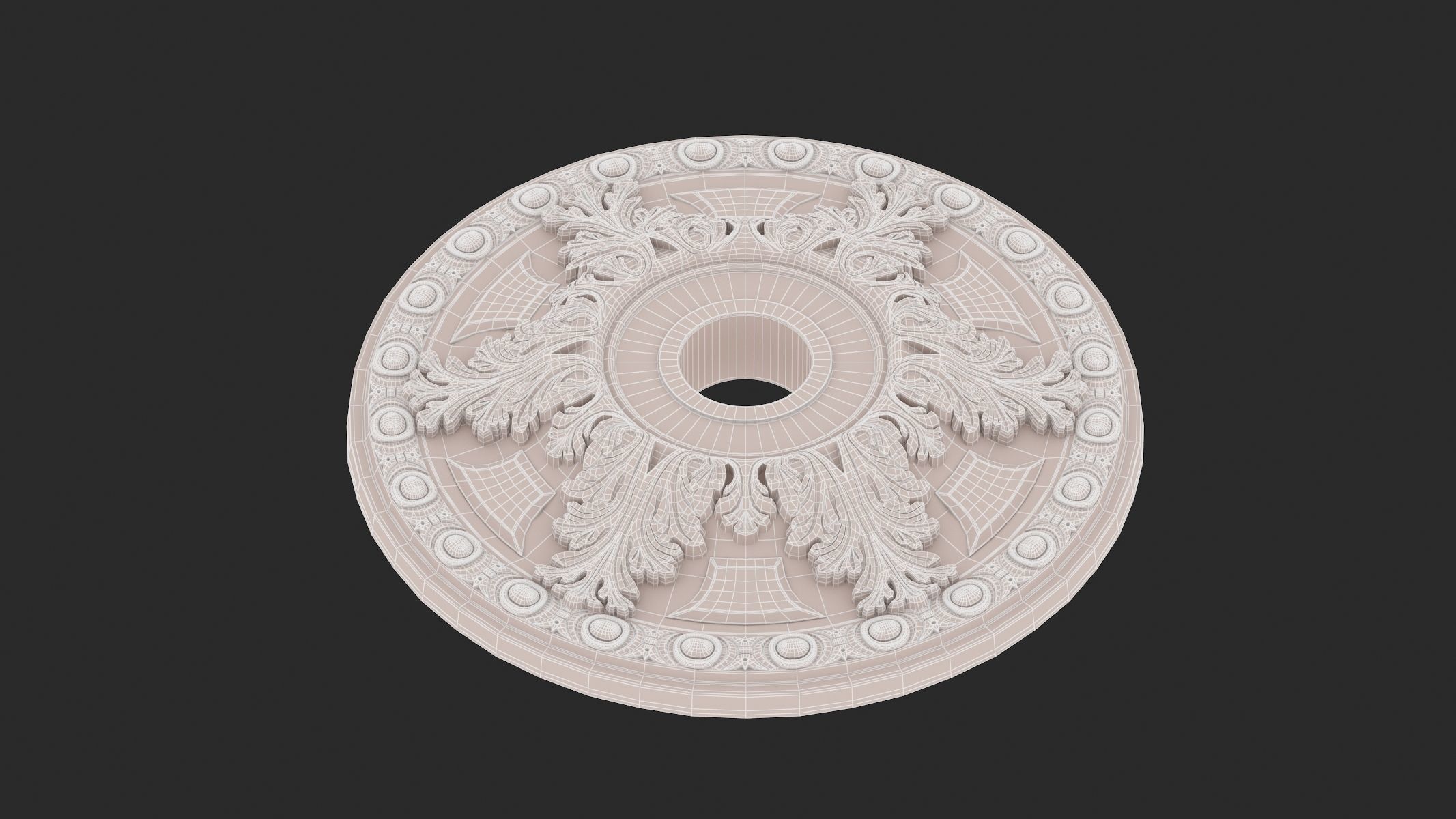 Classic Ceiling Medallion 14 3D model_9