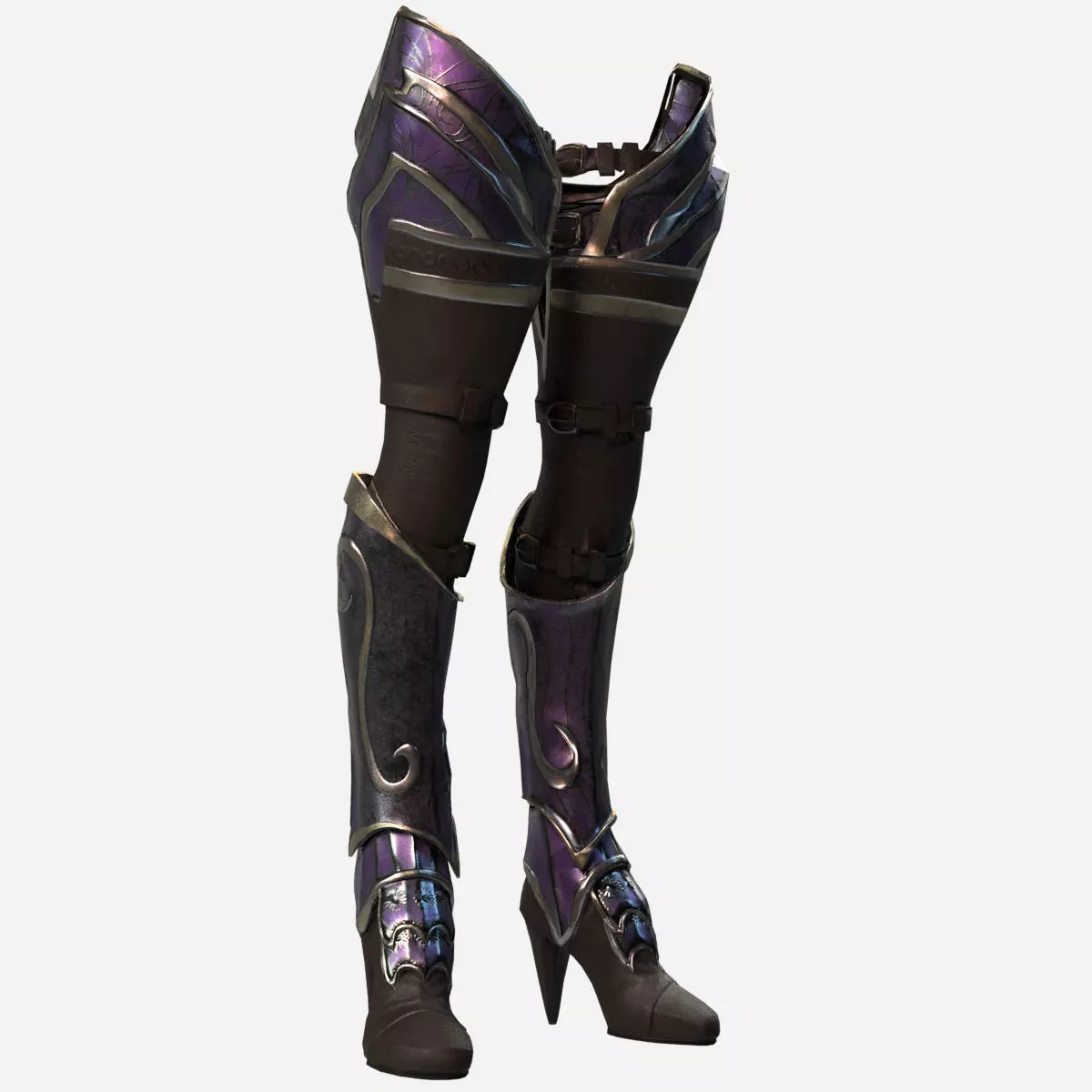 Woman Leg ARmor SEt Low-poly 3D model_0