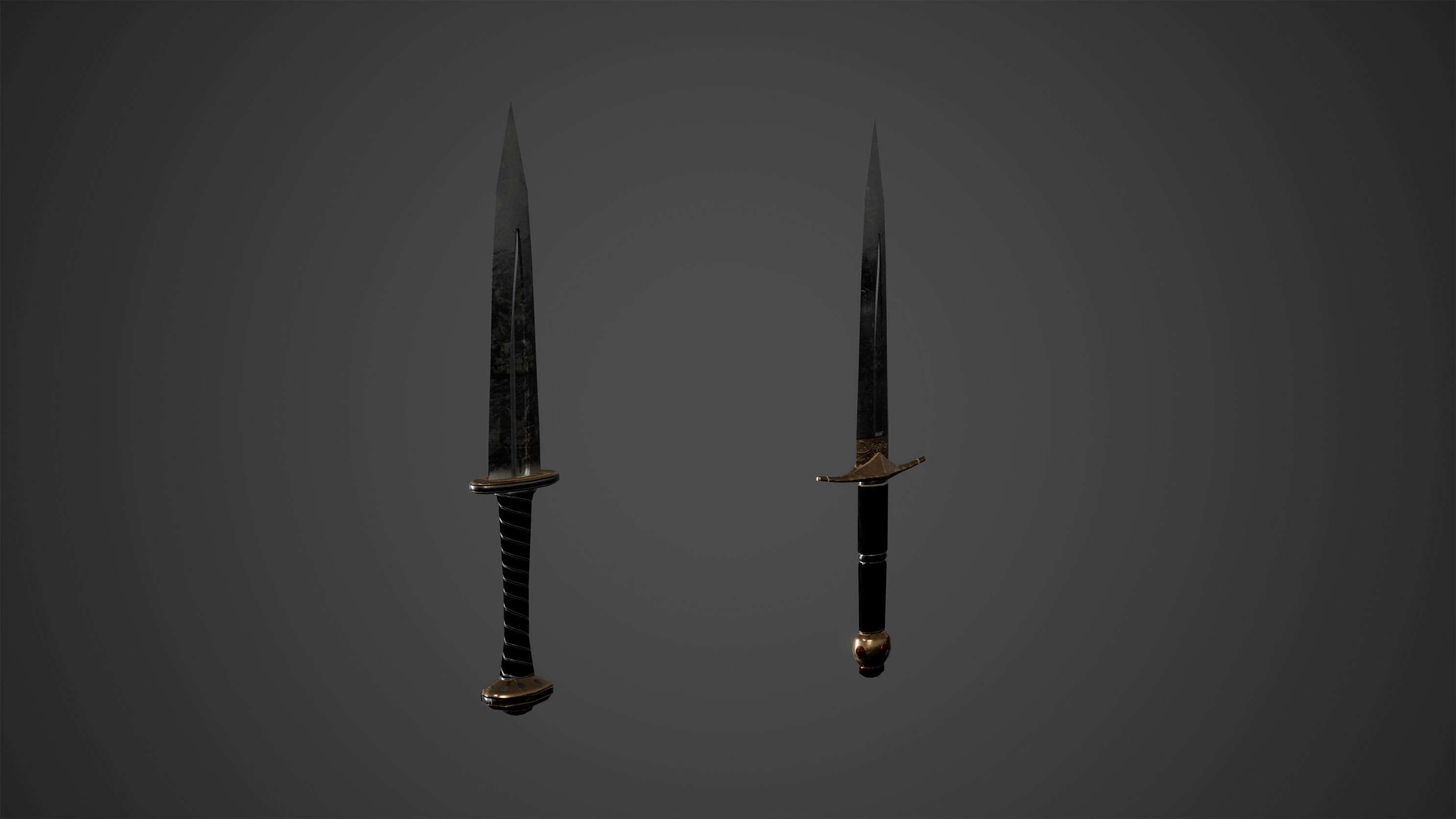 Medieval Daggers Swords Low Poly Game Ready Low-poly 3D model_2