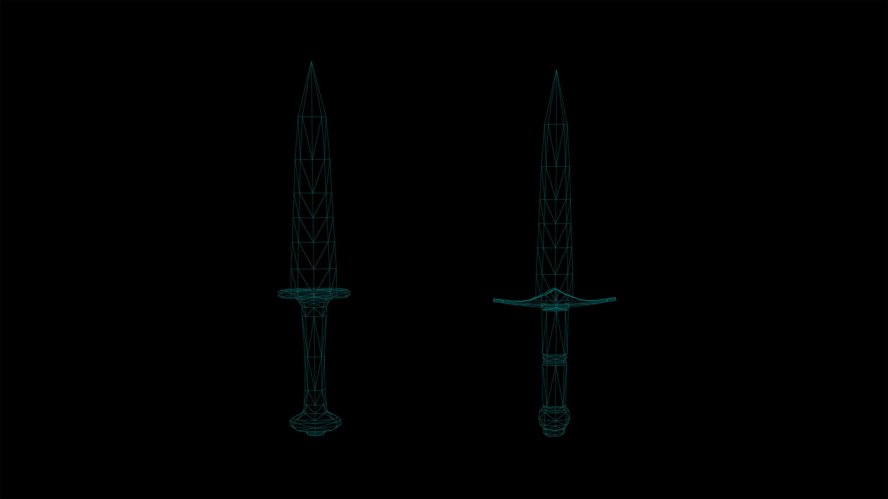 Medieval Daggers Swords Low Poly Game Ready Low-poly 3D model_3
