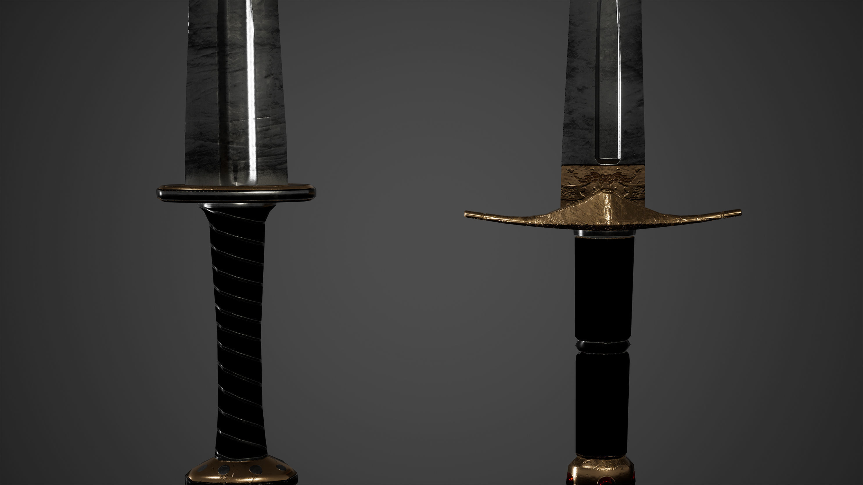 Medieval Daggers Swords Low Poly Game Ready Low-poly 3D model_1