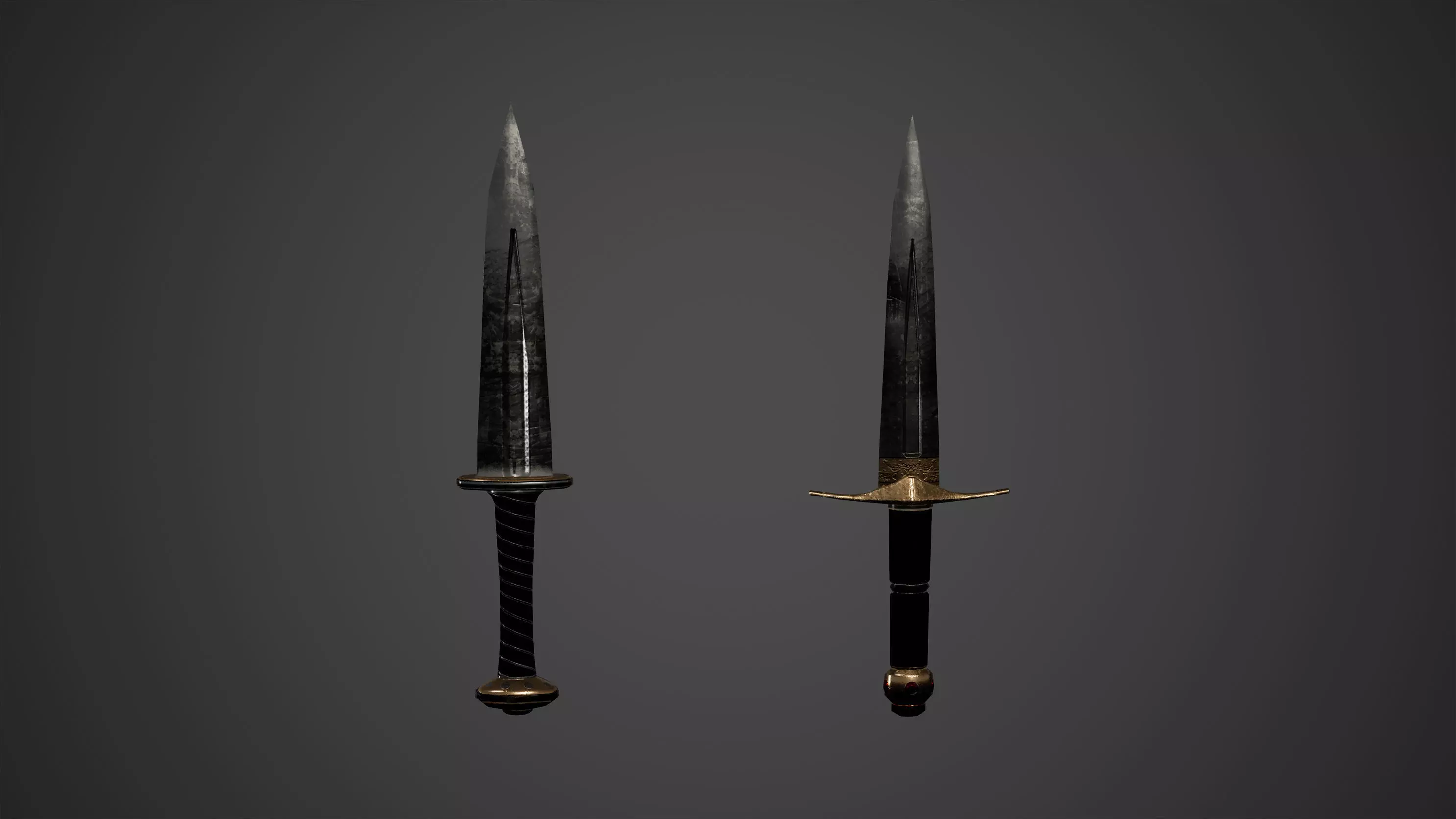 Medieval Daggers Swords Low Poly Game Ready Low-poly 3D model_0