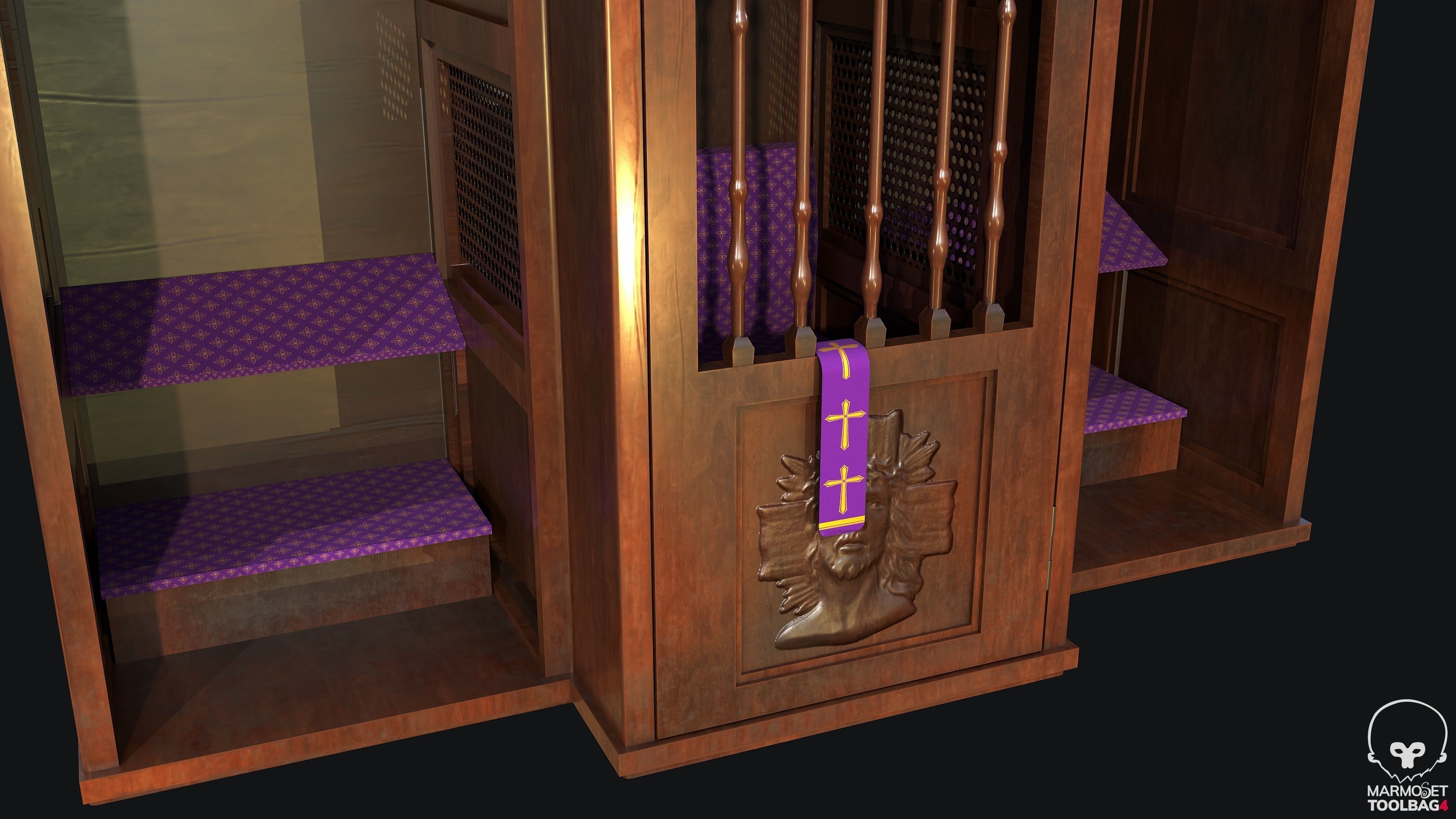 Church Confession PBR Game Ready Low-poly 3D model_5
