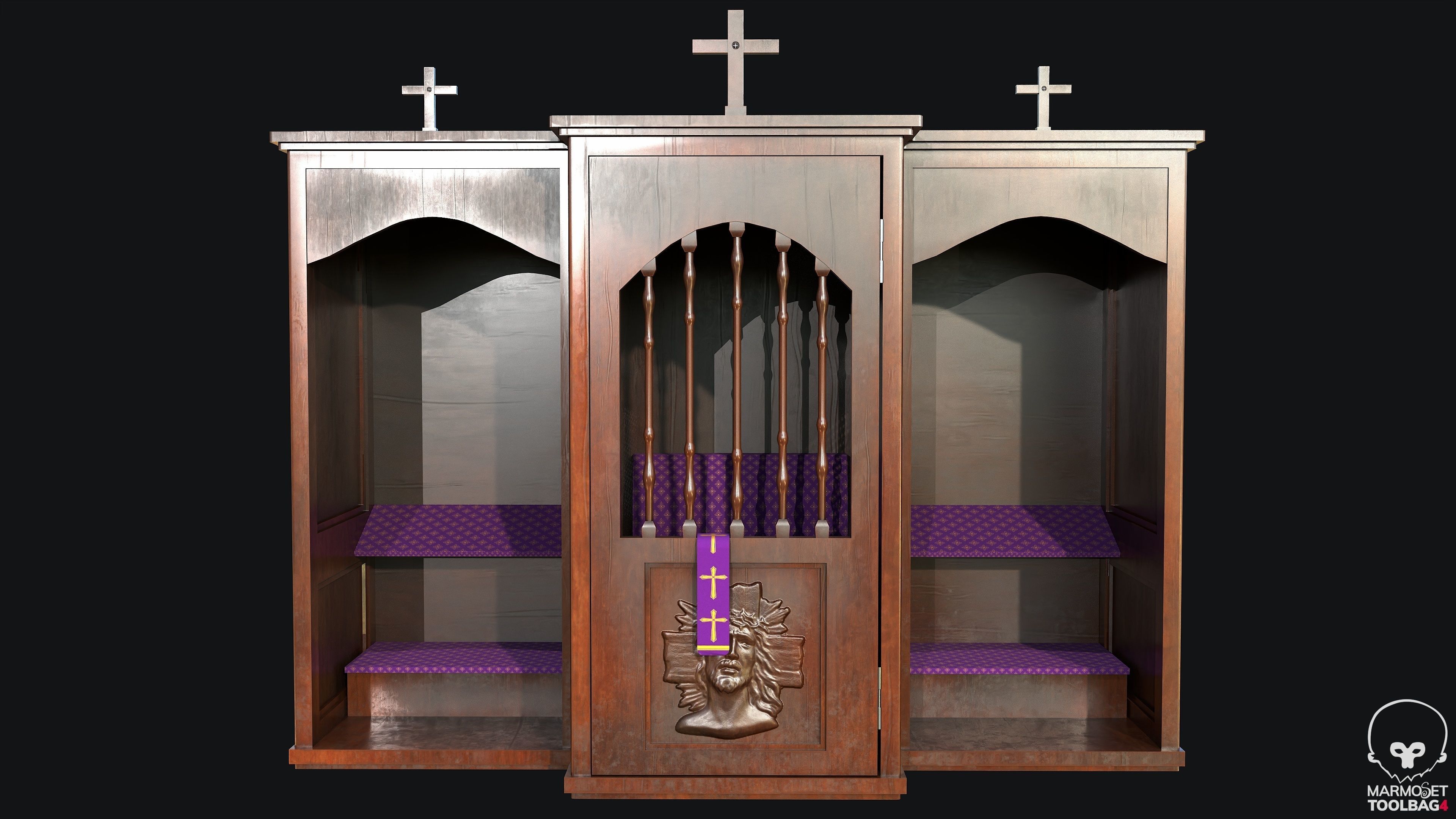 Church Confession PBR Game Ready Low-poly 3D model_8