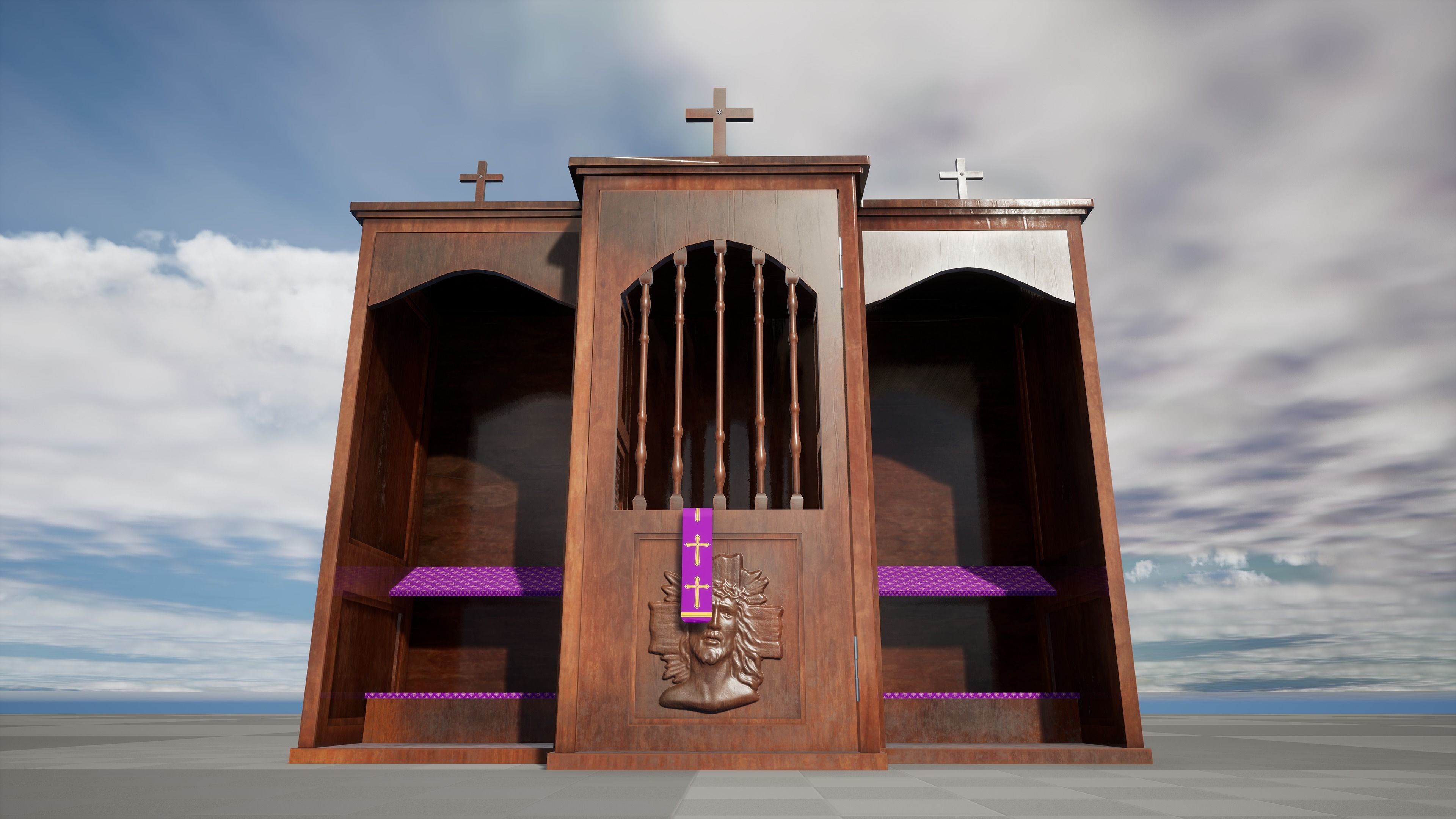 Church Confession PBR Game Ready Low-poly 3D model_4