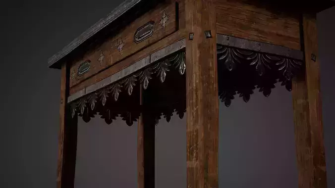 Old Wooden Antique Table Low Poly Game Ready