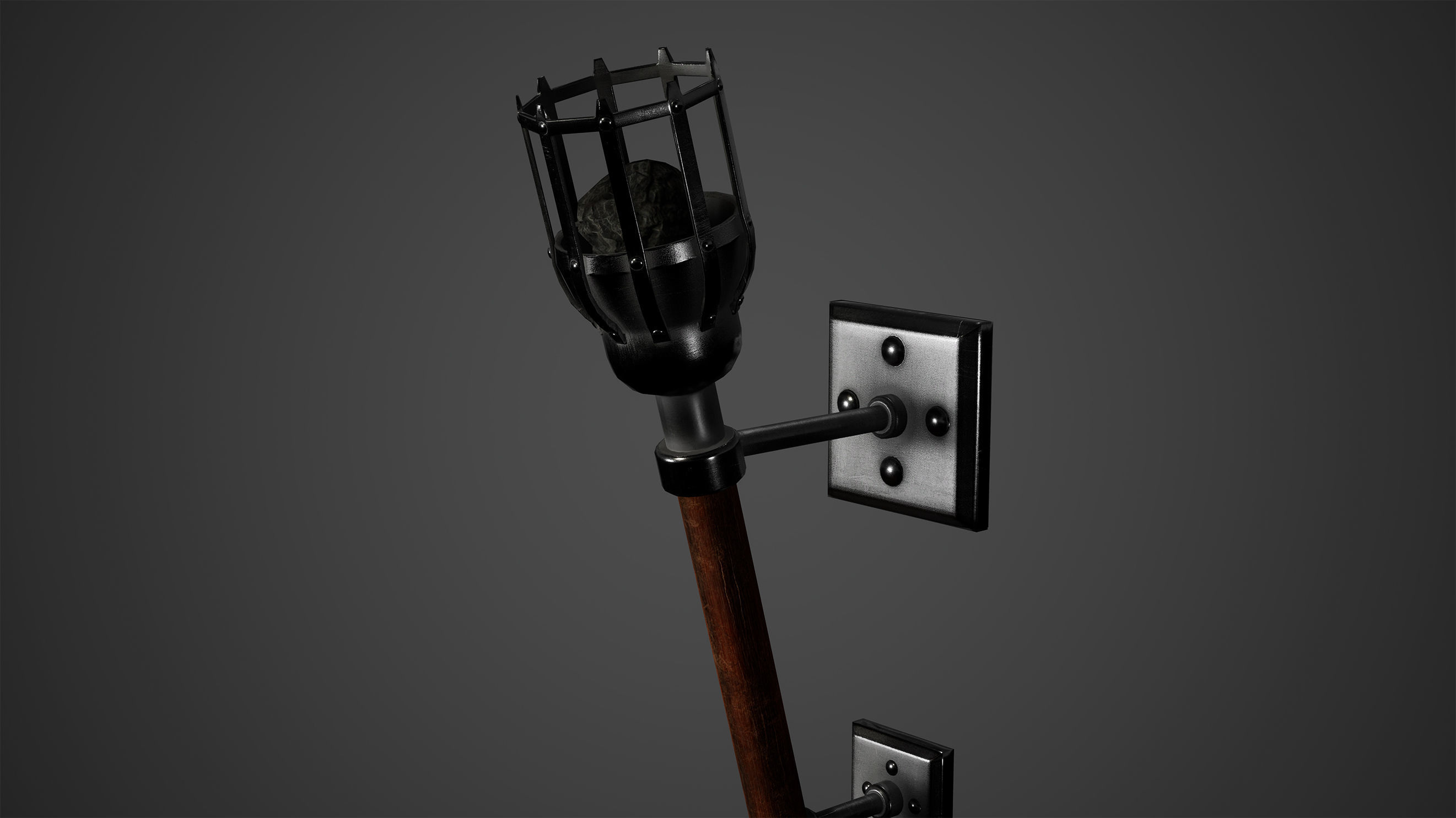 Medieval Torch Low Poly Game Ready Low-poly 3D model_5