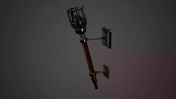 Medieval Torch Low Poly Game Ready
