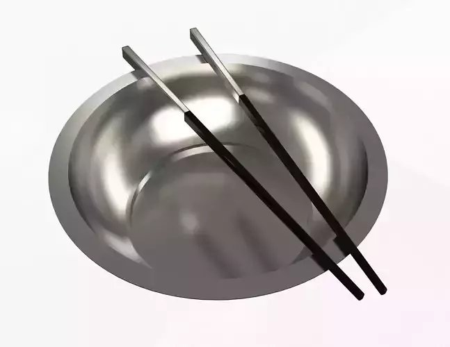 Chopstick stainless steel mixing bowl Low-poly 3D model