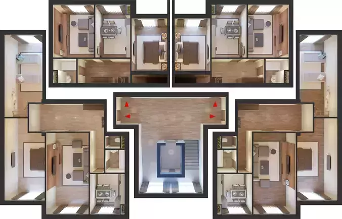 Interior from top view 3D model