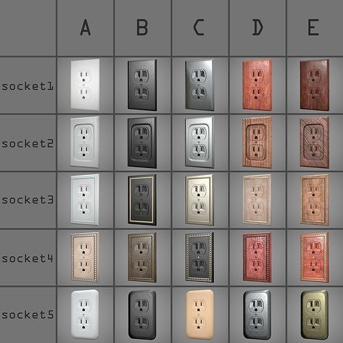 Double Plug Electrical Wall Outlet Low-poly 3D model