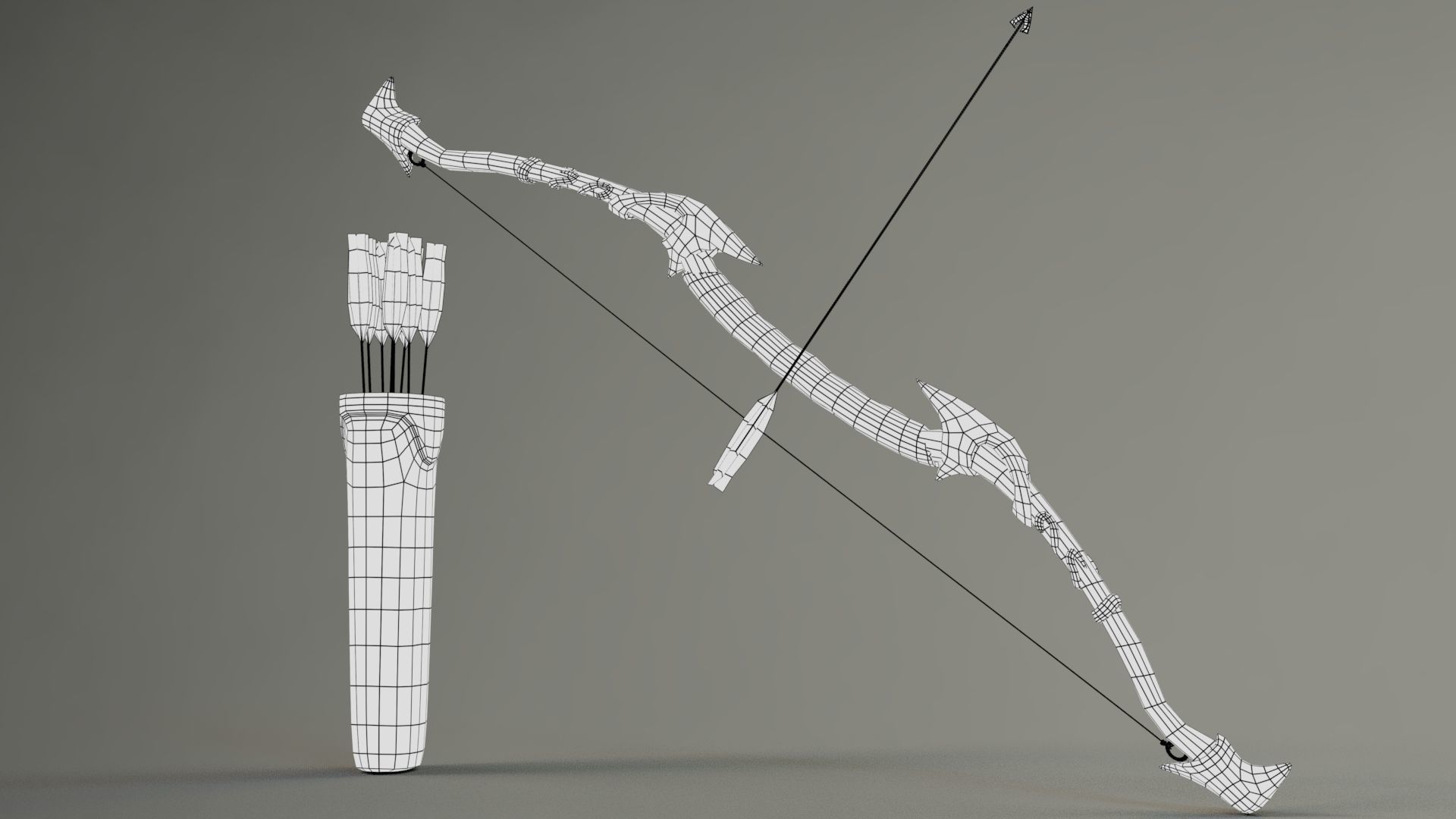 Elf Bow Equipment Set Rig and Unreal Engine Low-poly 3D model_12