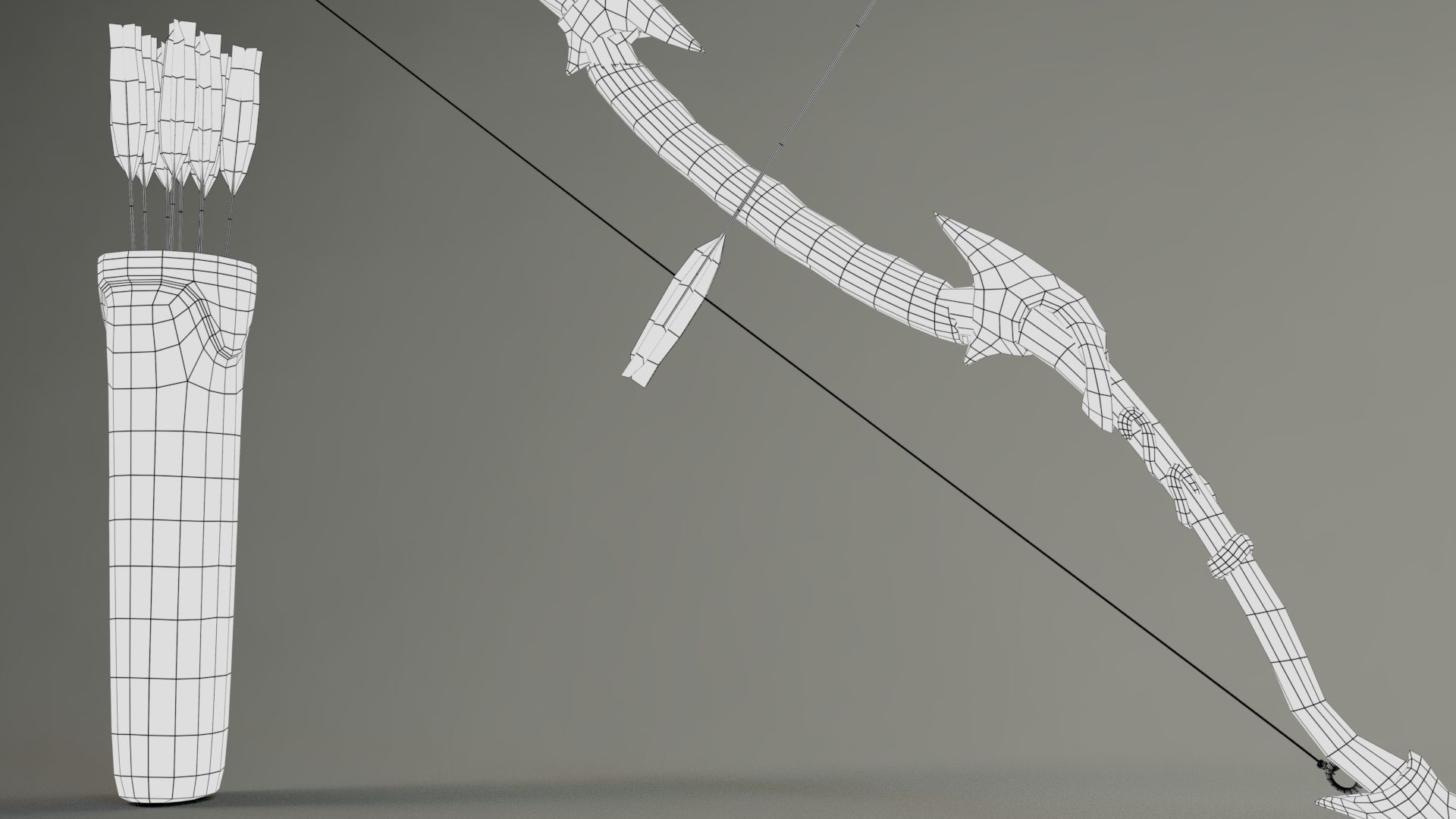 Elf Bow Equipment Set Rig and Unreal Engine Low-poly 3D model_13