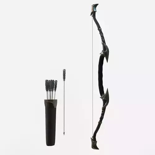 Elf Bow Equipment Set Rig and Unreal Engine Low-poly 3D model