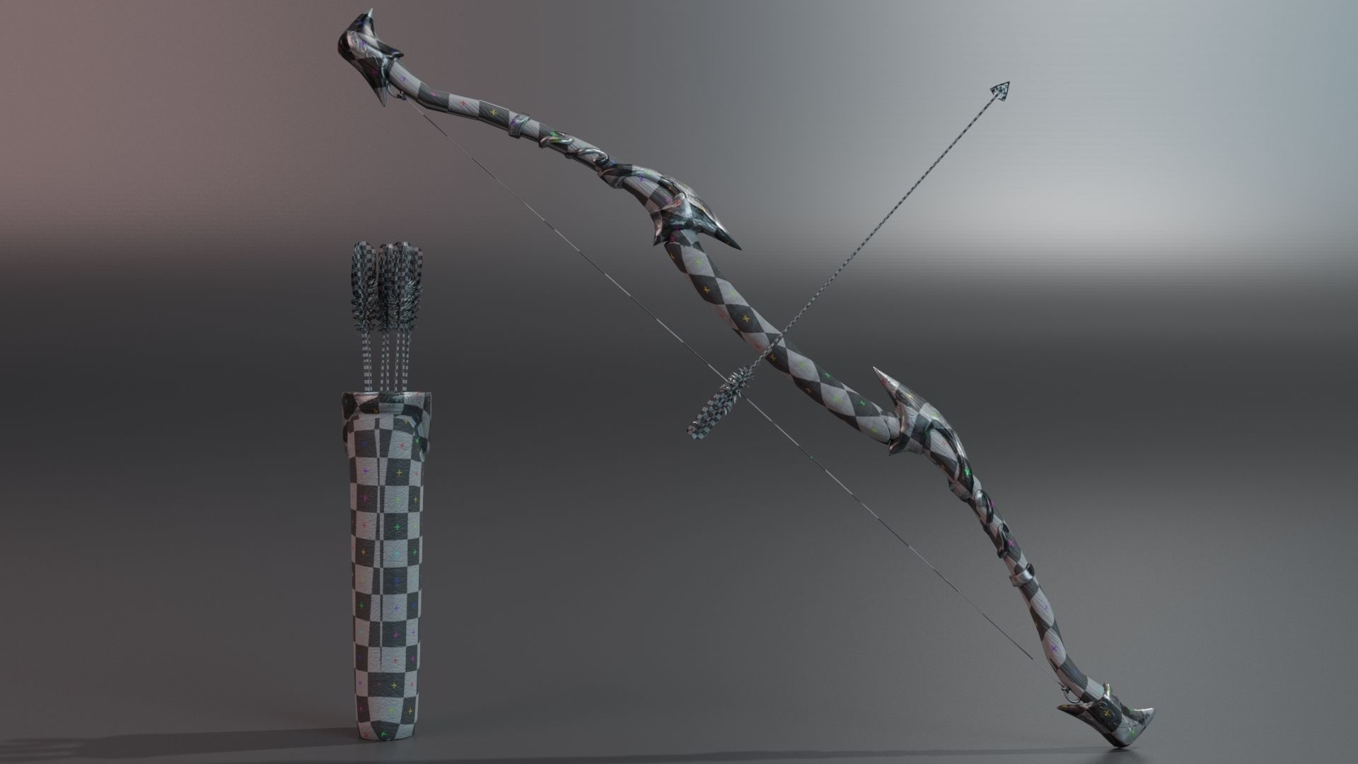 Elf Bow Equipment Set Rig and Unreal Engine Low-poly 3D model_11