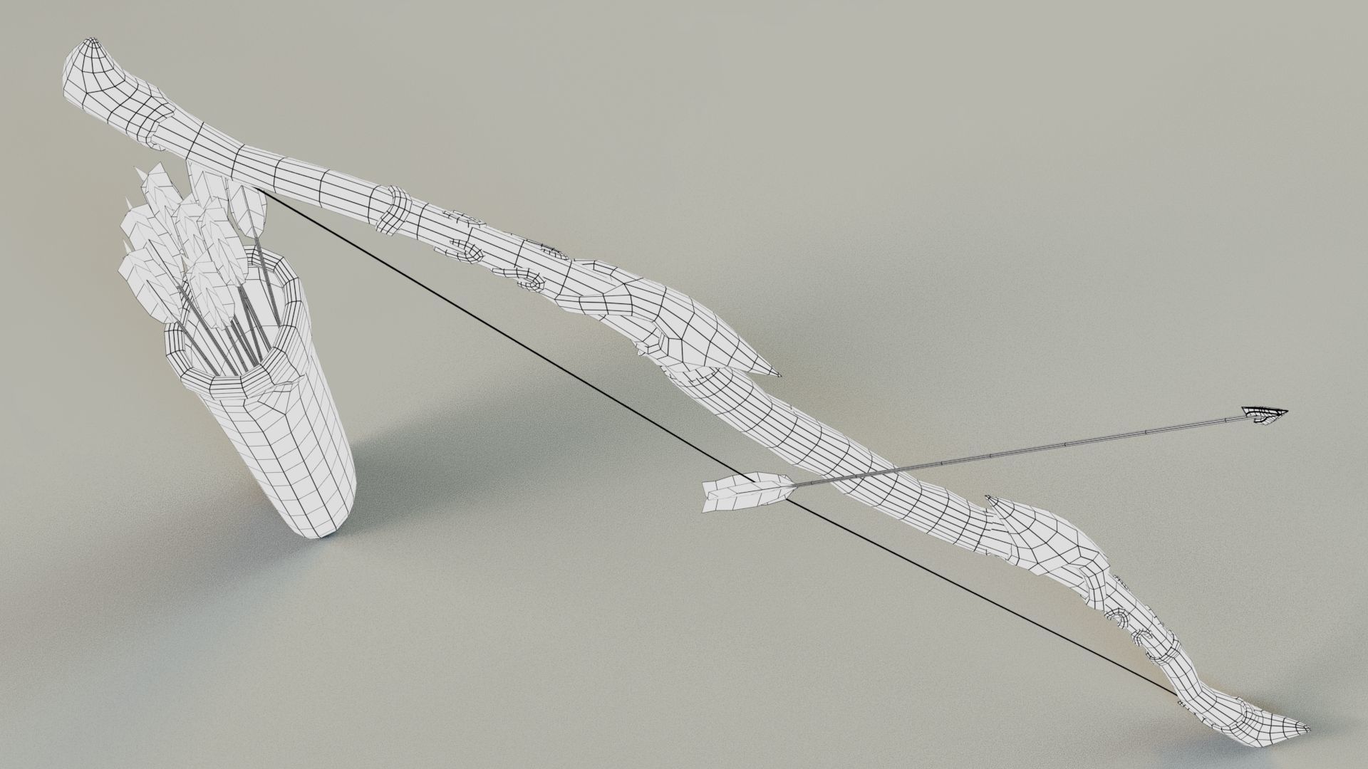 Elf Bow Equipment Set Rig and Unreal Engine Low-poly 3D model_14