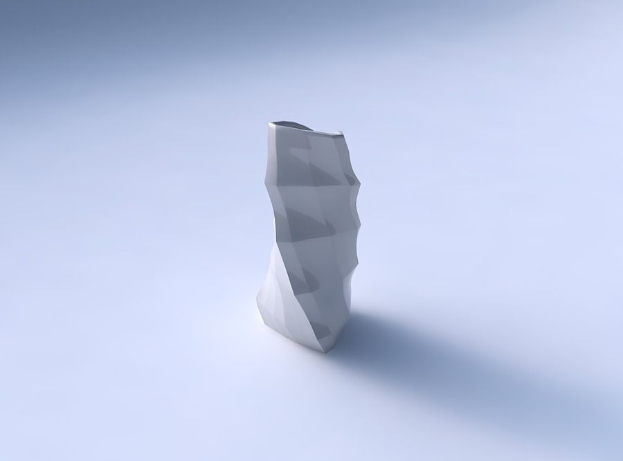 Vase bulky helix with curved creases 3D print model_3