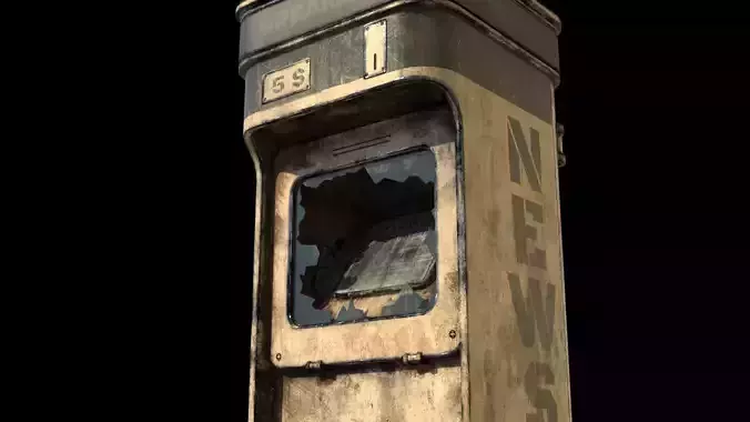 Newsstand old newspaper machine Low-poly 3D model
