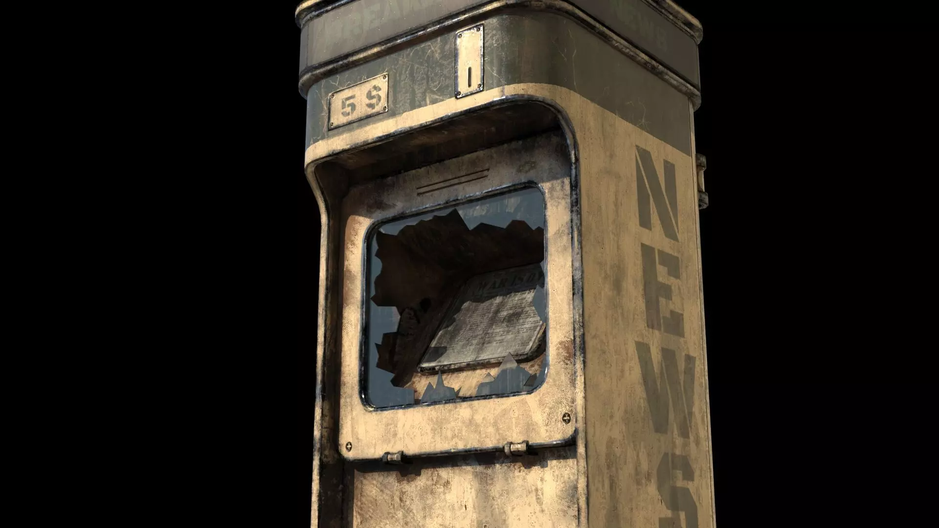 Newsstand old newspaper machine Low-poly 3D model_0