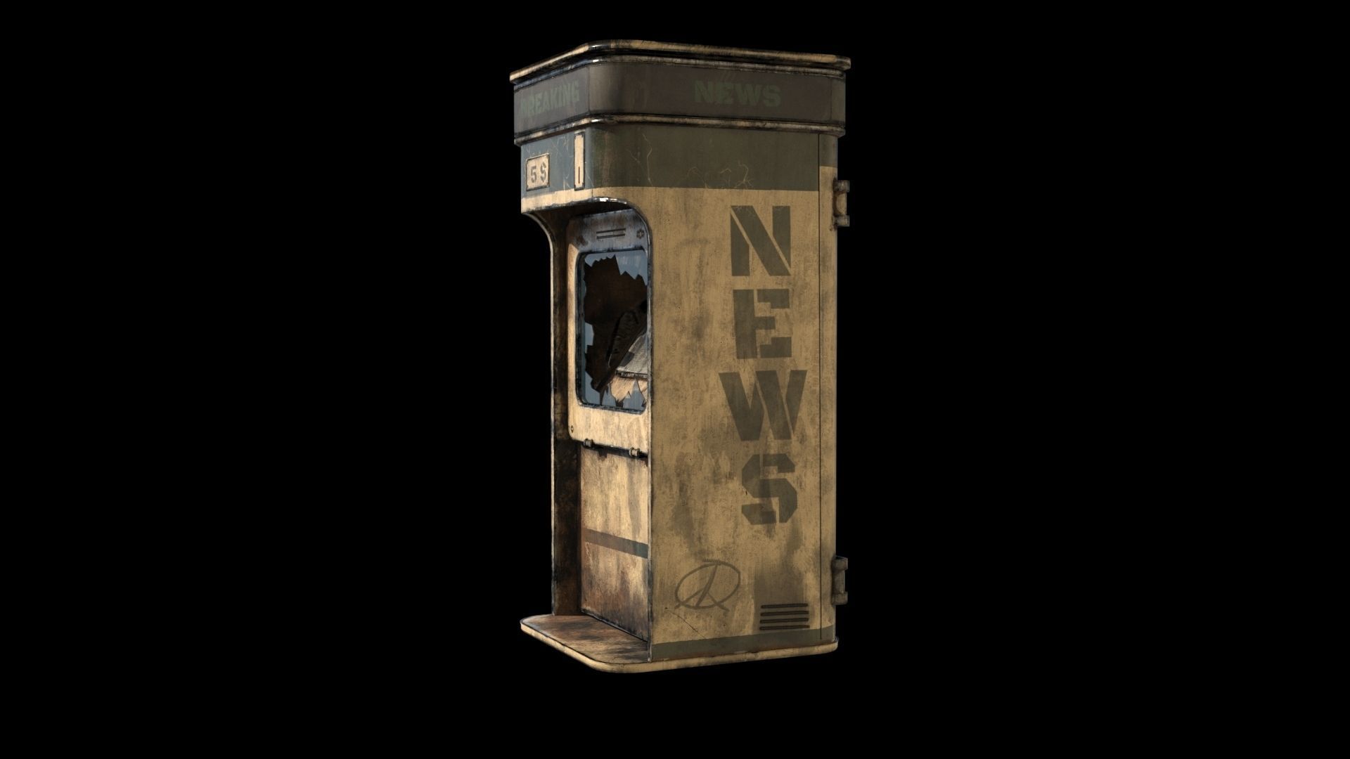 Newsstand old newspaper machine Low-poly 3D model_3
