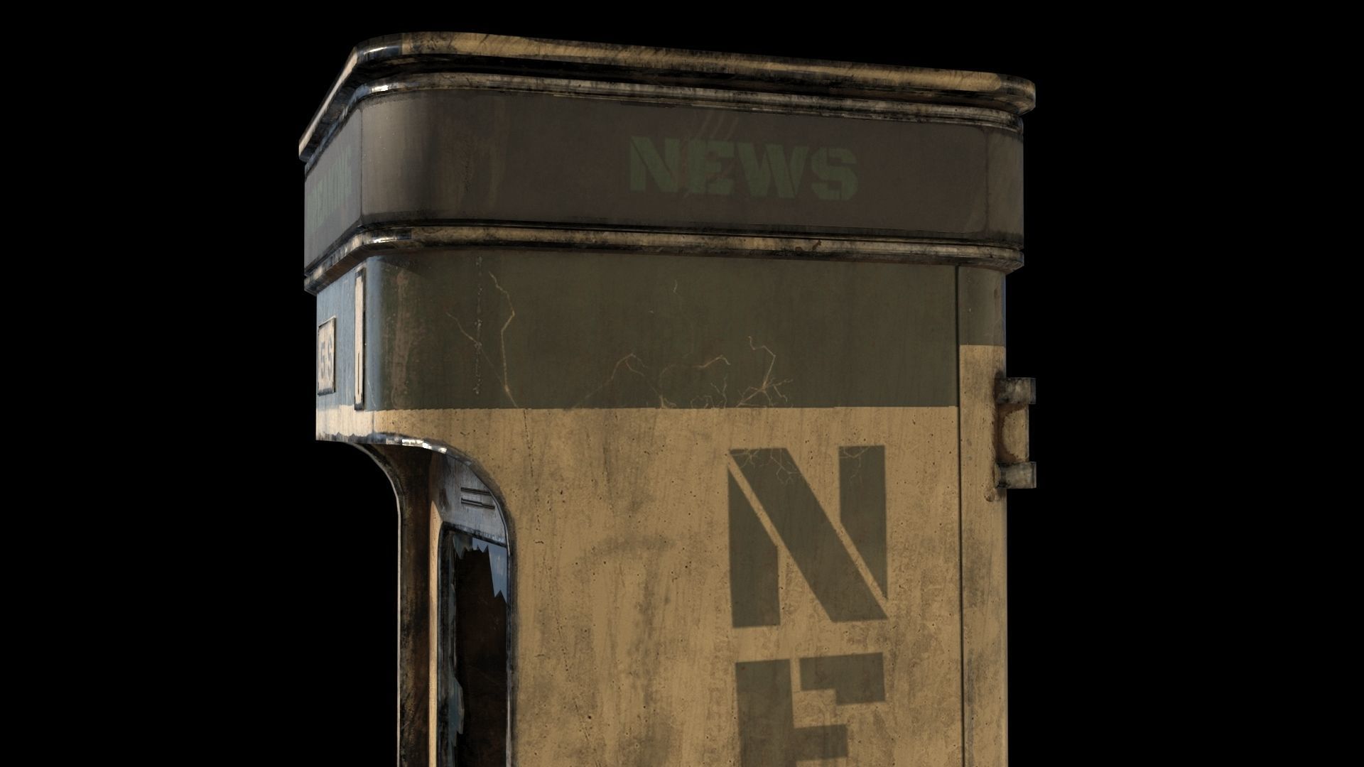 Newsstand old newspaper machine Low-poly 3D model_6