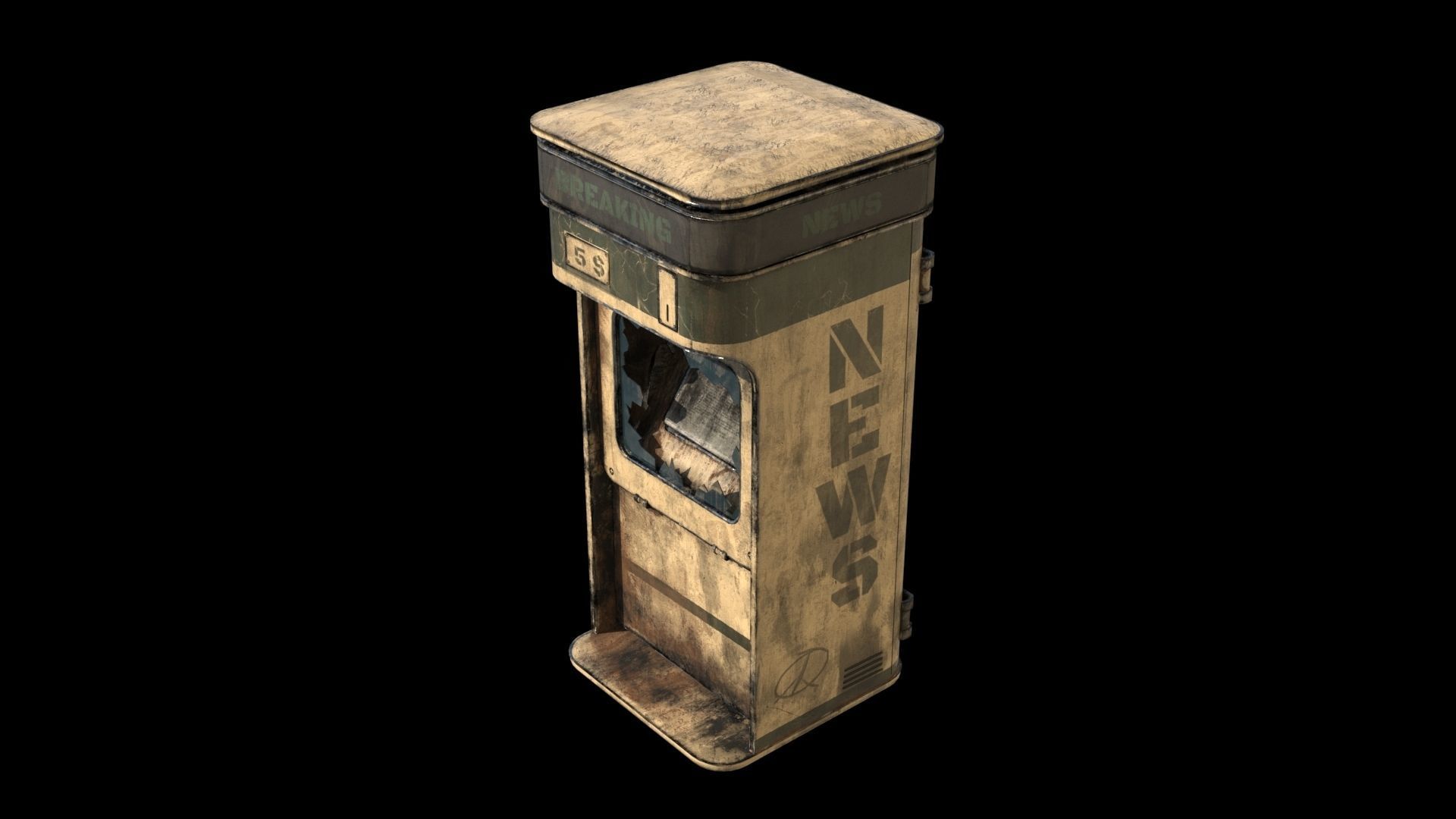 Newsstand old newspaper machine Low-poly 3D model_5