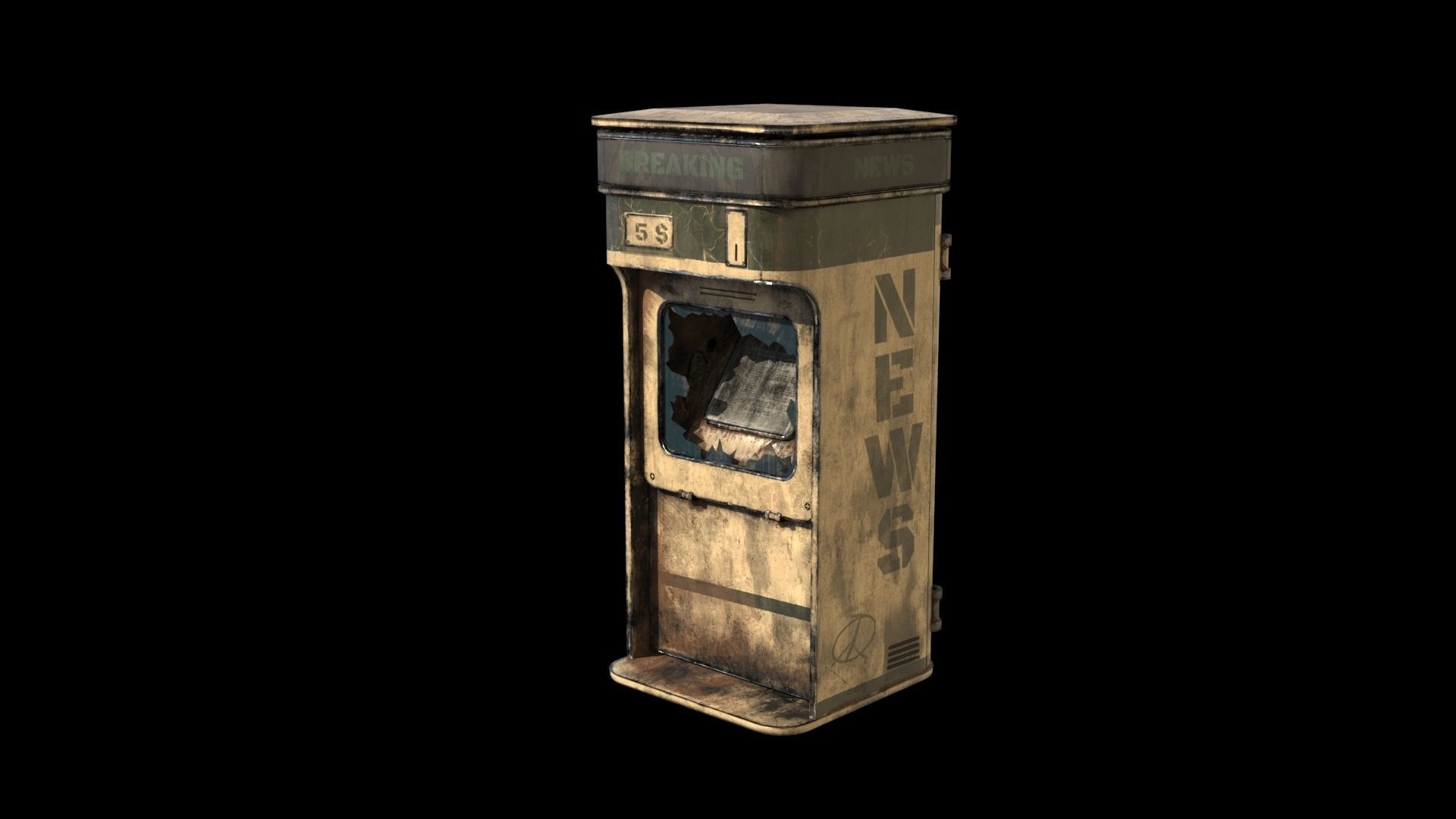 Newsstand old newspaper machine Low-poly 3D model_2