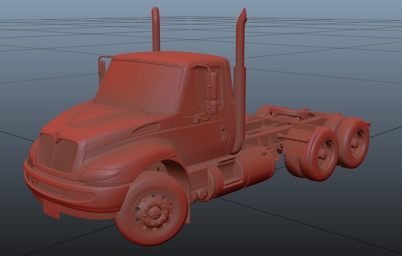 Industrial International Durastar fuel trailer Low-poly 3D model_55