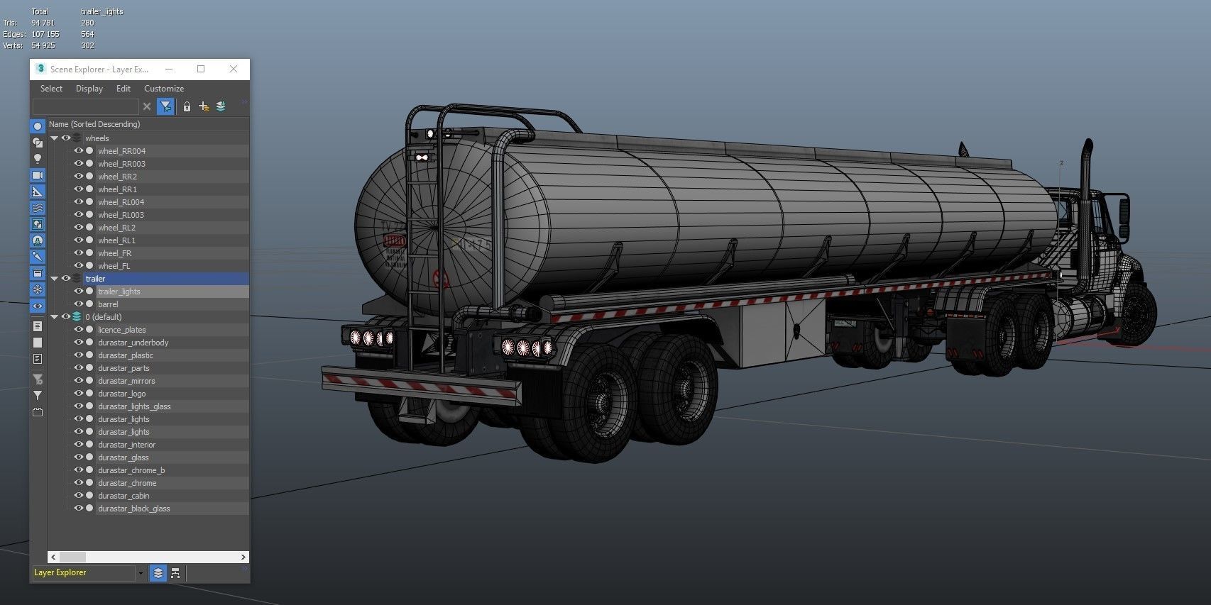 Industrial International Durastar fuel trailer Low-poly 3D model_52