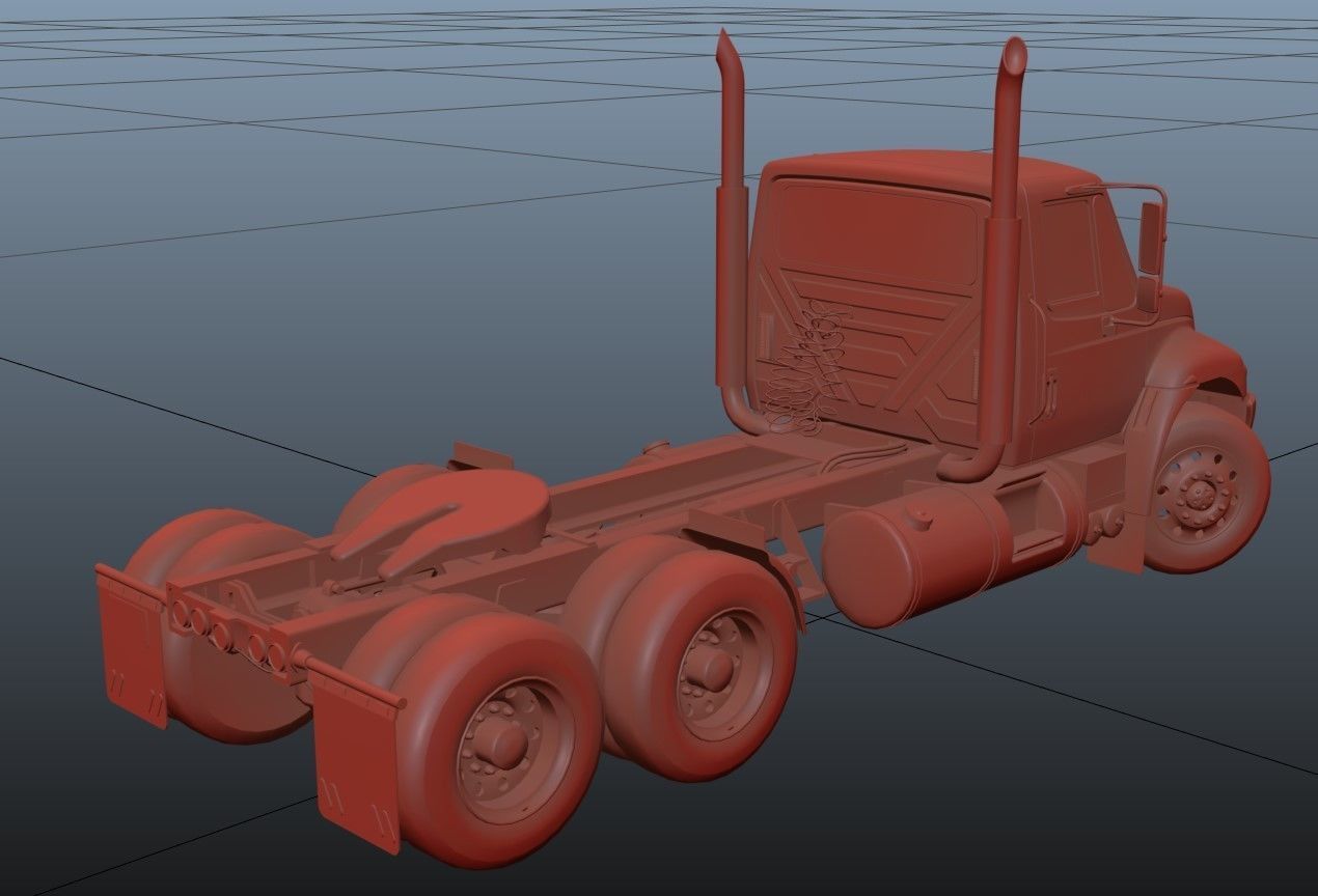 Industrial International Durastar fuel trailer Low-poly 3D model_56