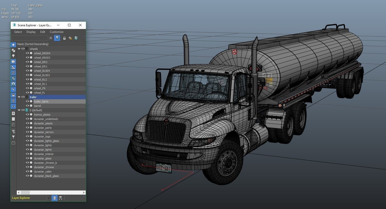 Industrial International Durastar fuel trailer Low-poly 3D model_50