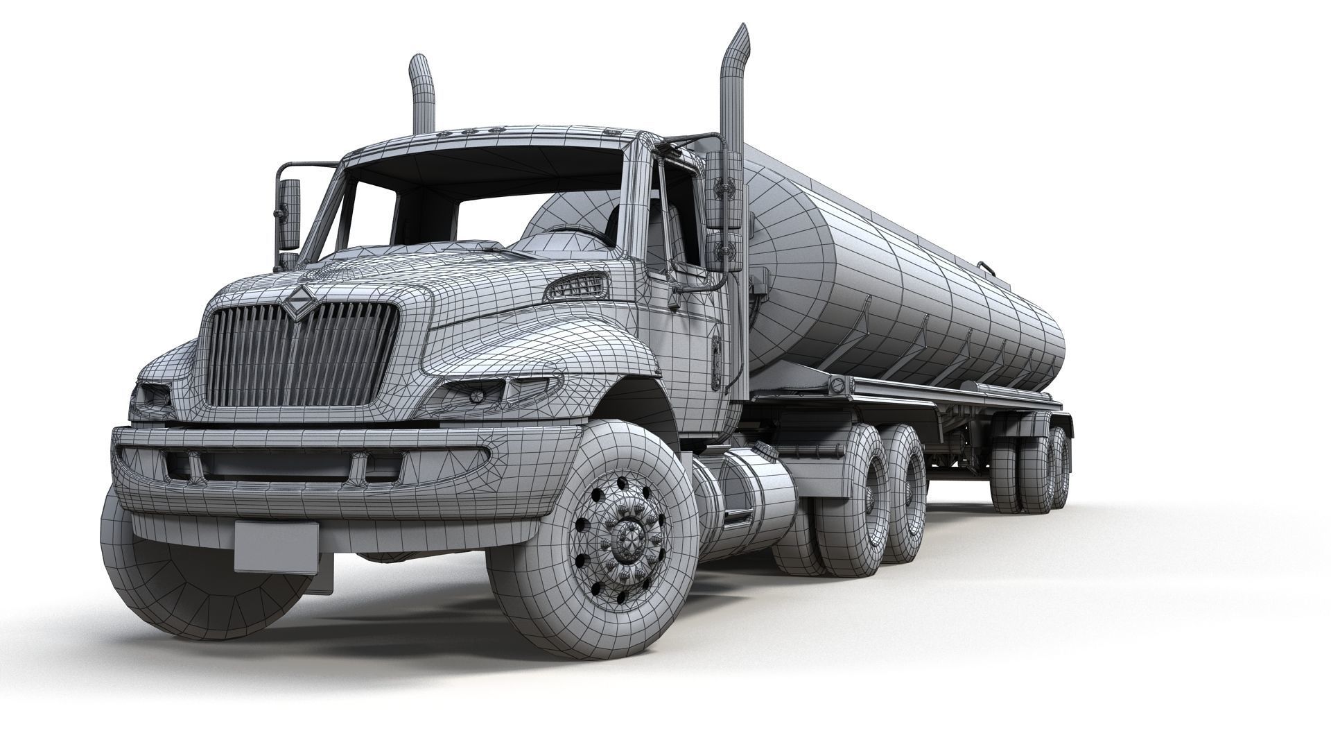 Industrial International Durastar fuel trailer Low-poly 3D model_26