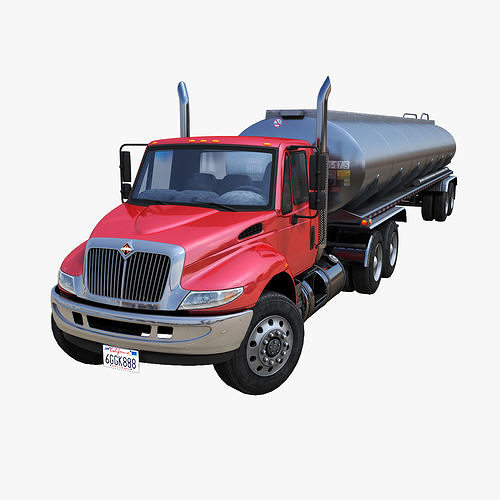Industrial International Durastar fuel trailer Low-poly 3D model