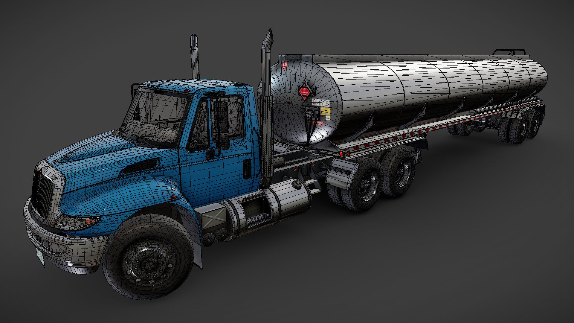 Industrial International Durastar fuel trailer Low-poly 3D model_39