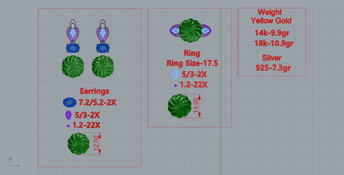 Ring and Earrings  3D print model_6
