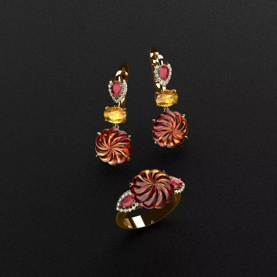 Ring and Earrings  3D print model_0