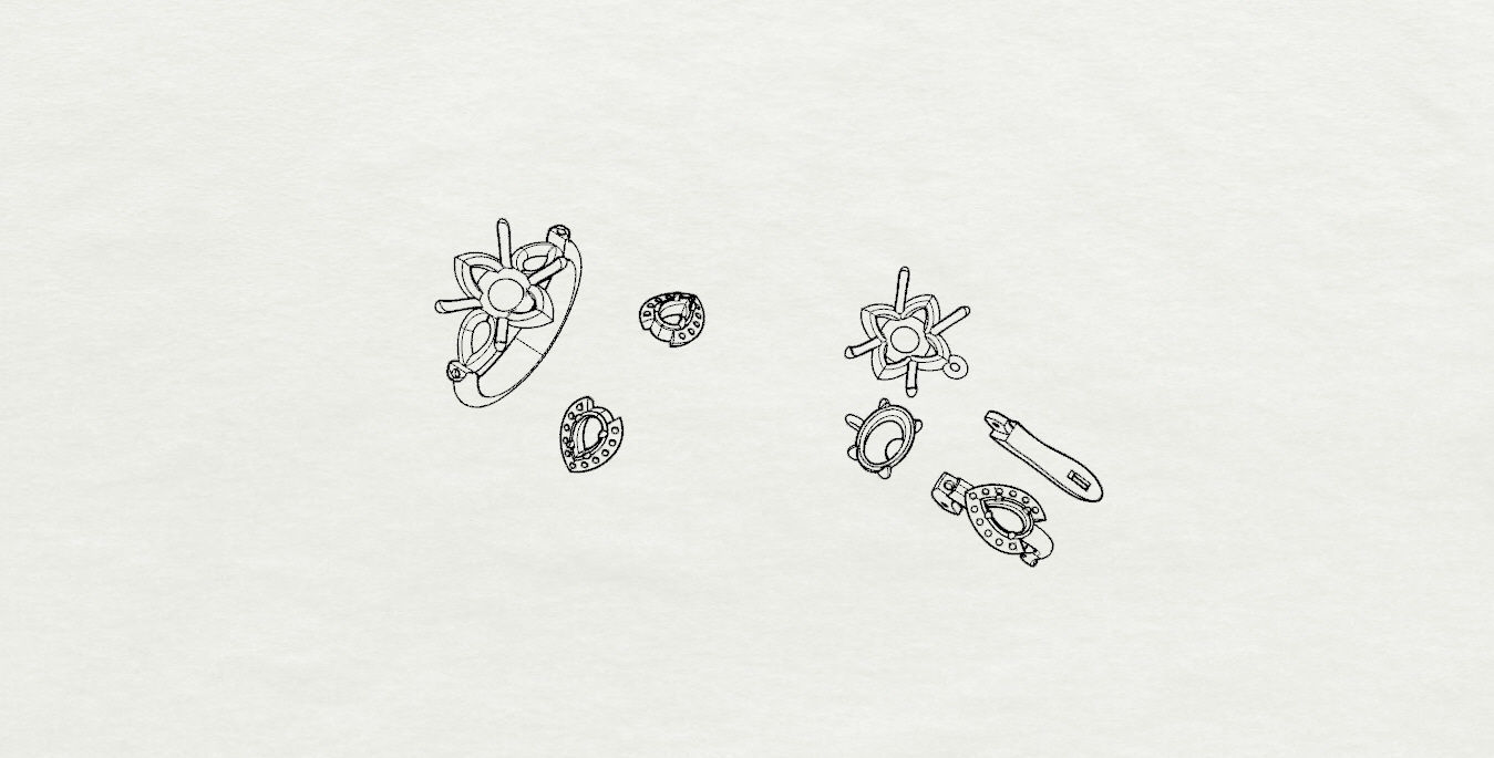 Ring and Earrings  3D print model_22