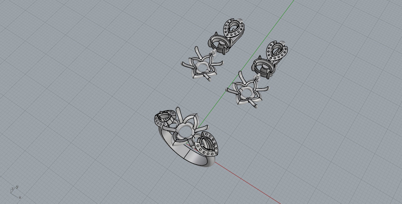 Ring and Earrings  3D print model_12