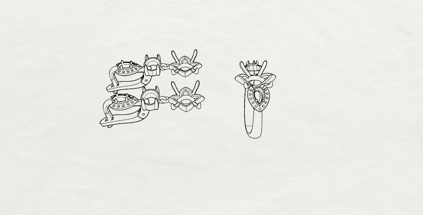 Ring and Earrings  3D print model_17