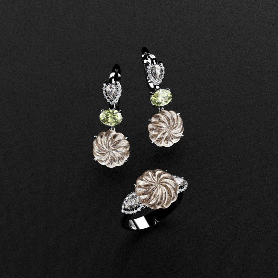 Ring and Earrings  3D print model_3